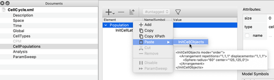 Quickly add XML snippets to your model in the GUI.